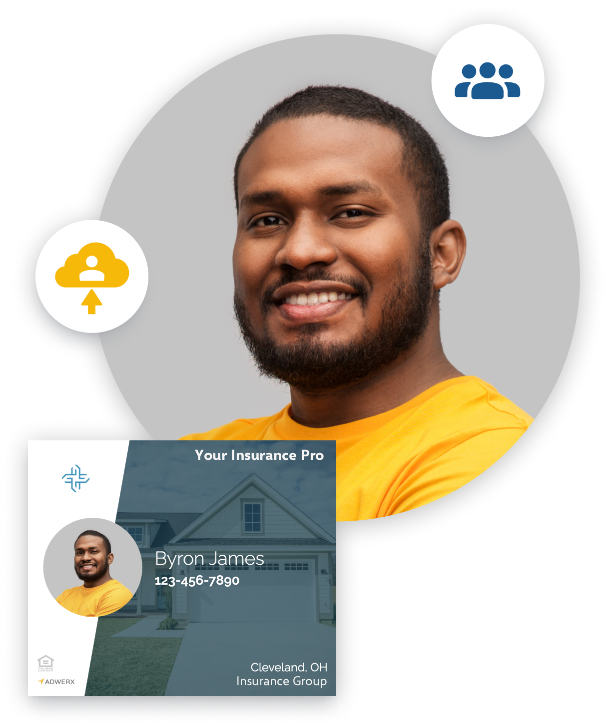 insurance professional with ad example